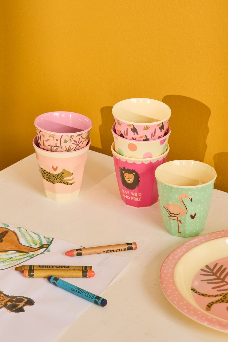 Kleine Kinderbecher - Pink - Jungle Print - 6er Pack