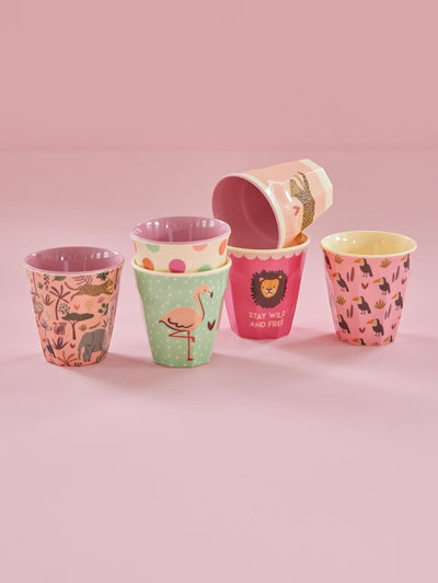 Kleine Kinderbecher - Pink - Jungle Print - 6er Pack