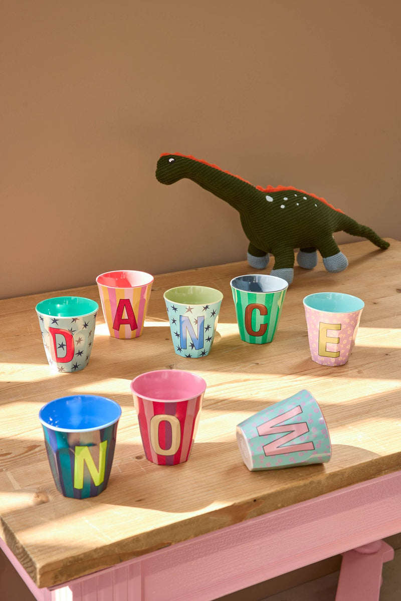 Medium Alphabet Cup - Dusty Blue - D - Stars