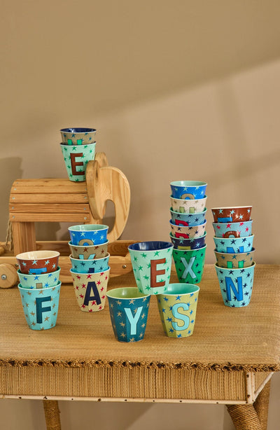 Medium Alphabet Cup - Green - E - Stars