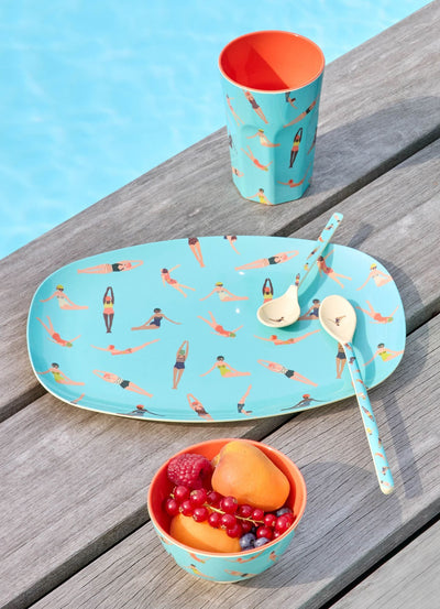Tall Cup - Blue - Retro Swimster Print