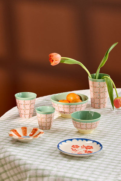 Tall Cup - Soft Pink - Checkered Stencil Print