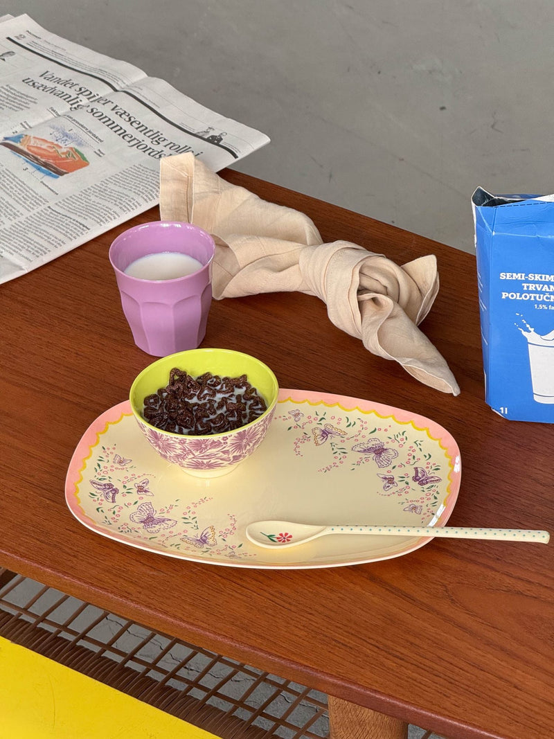 Large Rectangular Dinner Plate - White - Spread Your Wings Print