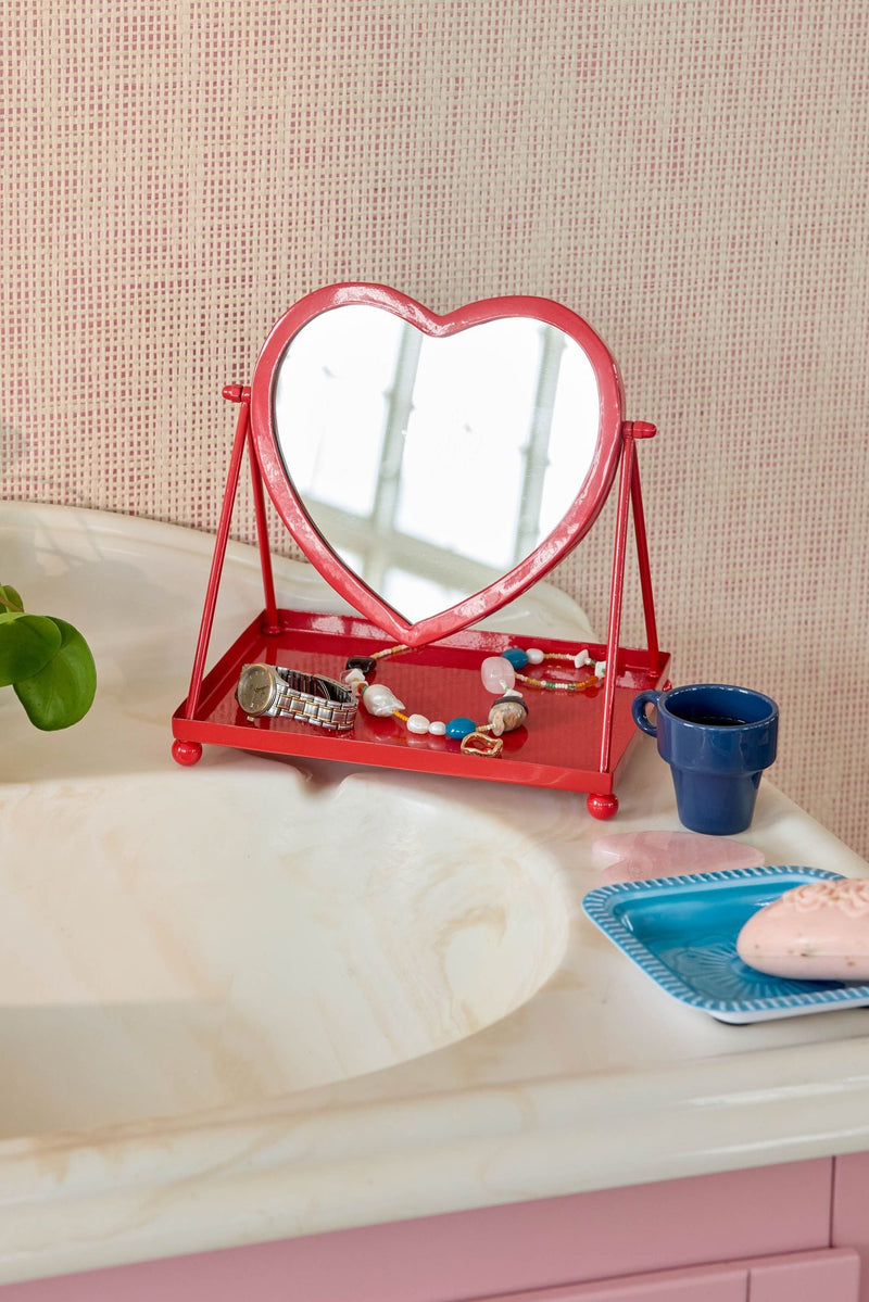 Heart Metal Mirror - Red
