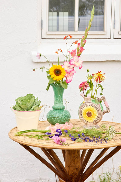 Large Metal Flower Pot - Cream