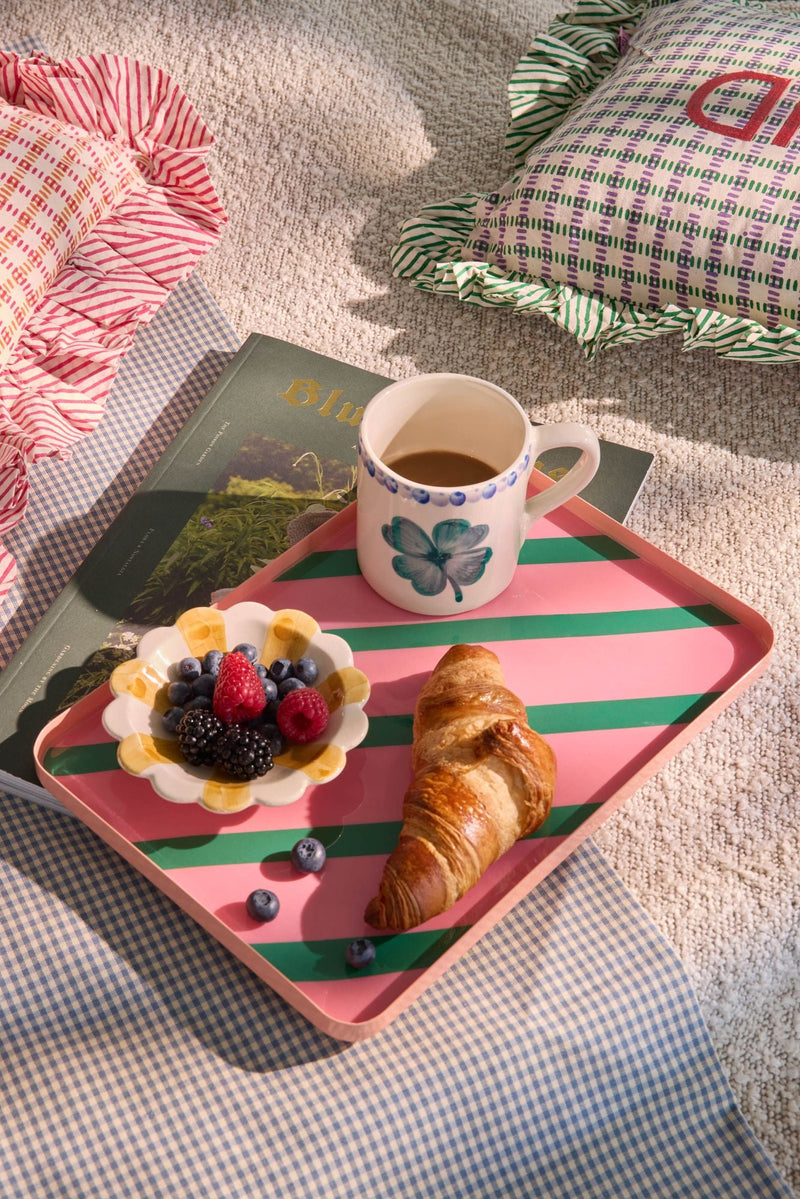 Large Rectangular Metal Tray - Pink