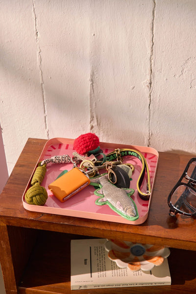 Small Rectangular Metal Tray - Pink