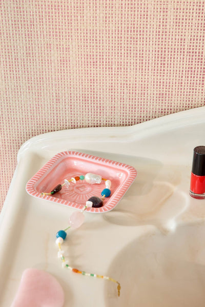 Extra Small Square Metal Tray - Pastel Coral