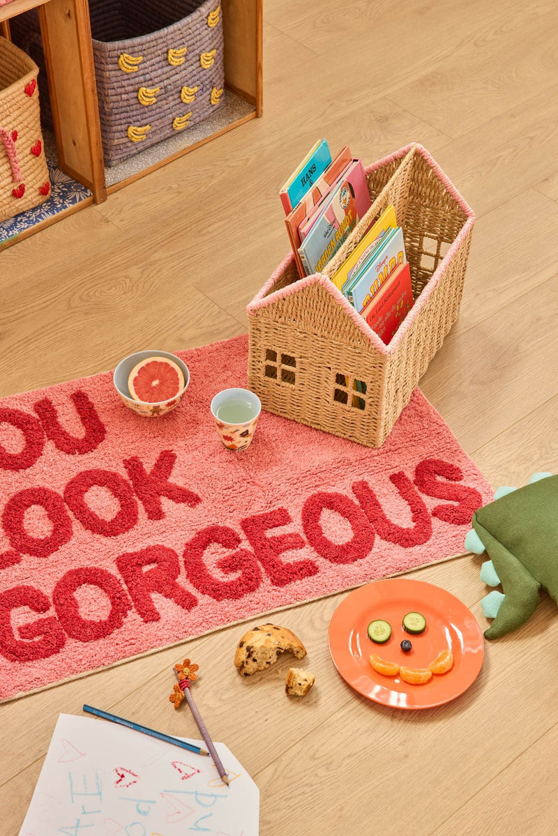 House Paper Book Storage - Pink