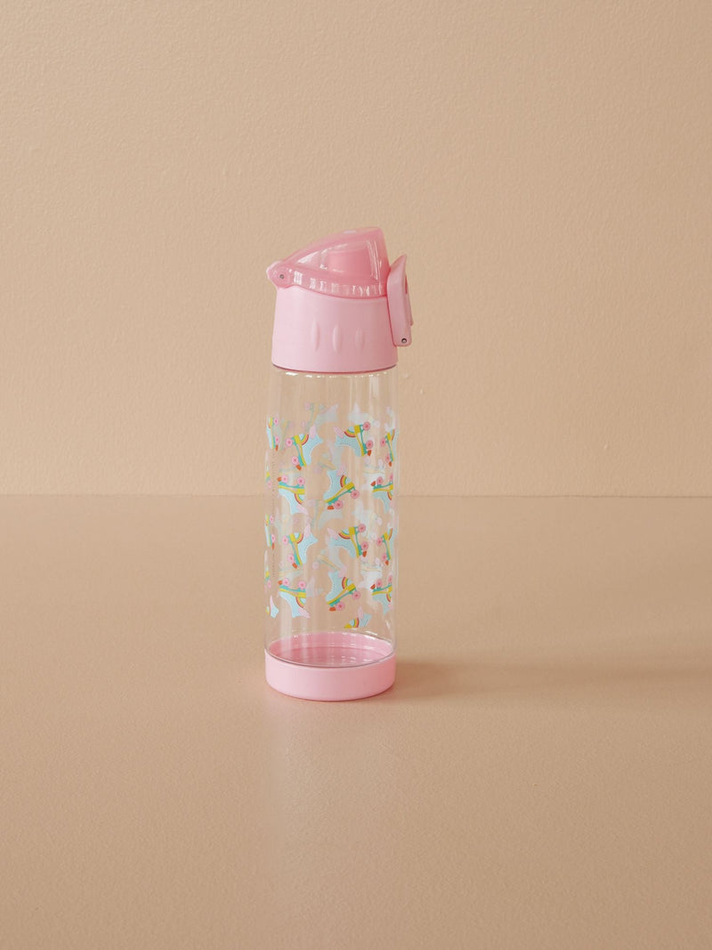 Plastic Drinking Bottle - Soft Pink - Skate Print