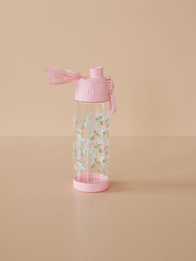 Plastic Drinking Bottle - Soft Pink - Skate Print