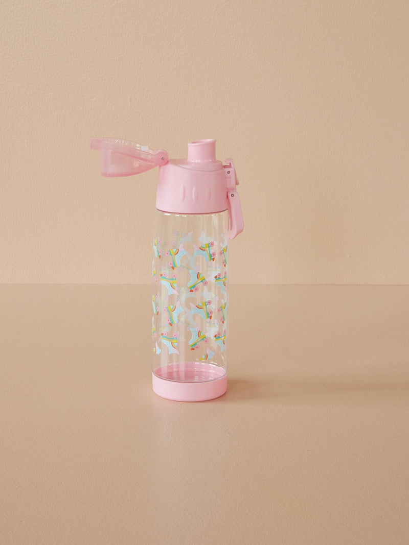 Plastic Drinking Bottle - Soft Pink - Skate Print