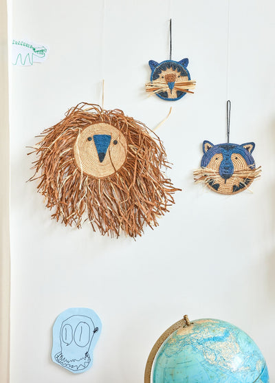 Grande Redondo Rafia Decoración de Pared - Marrón