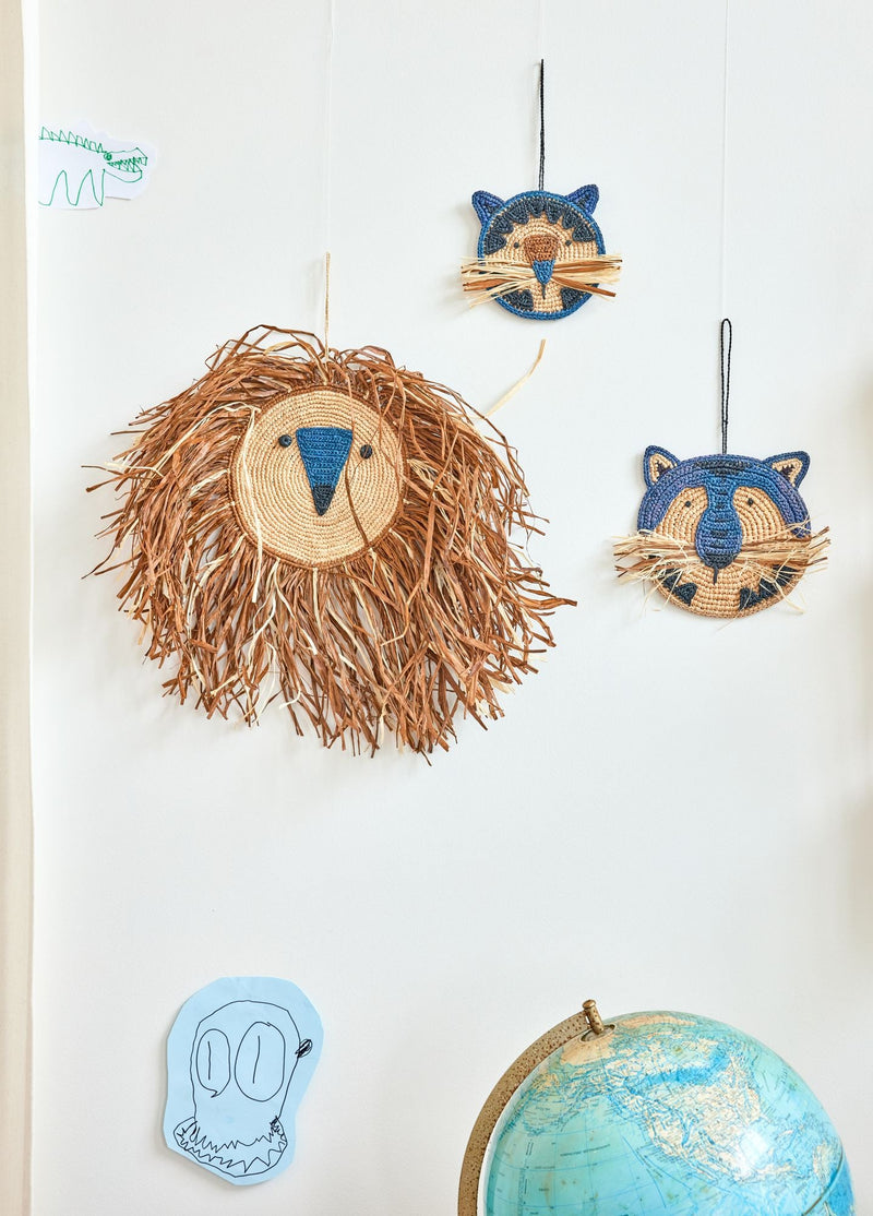 Grande Redondo Rafia Decoración de Pared - Marrón