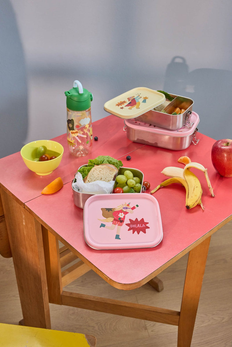 Small Stainless Steel Lunch box - Pink - Hero Print