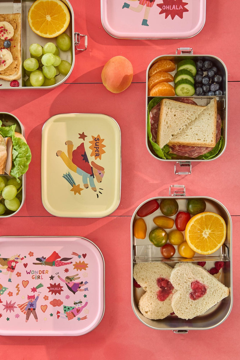 Small Stainless Steel Lunch box - Cream - Hero Print