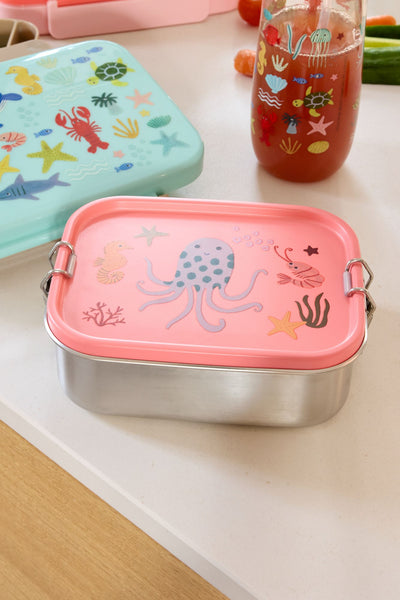 Small Stainless Steel Lunch box - Coral - Ocean Print