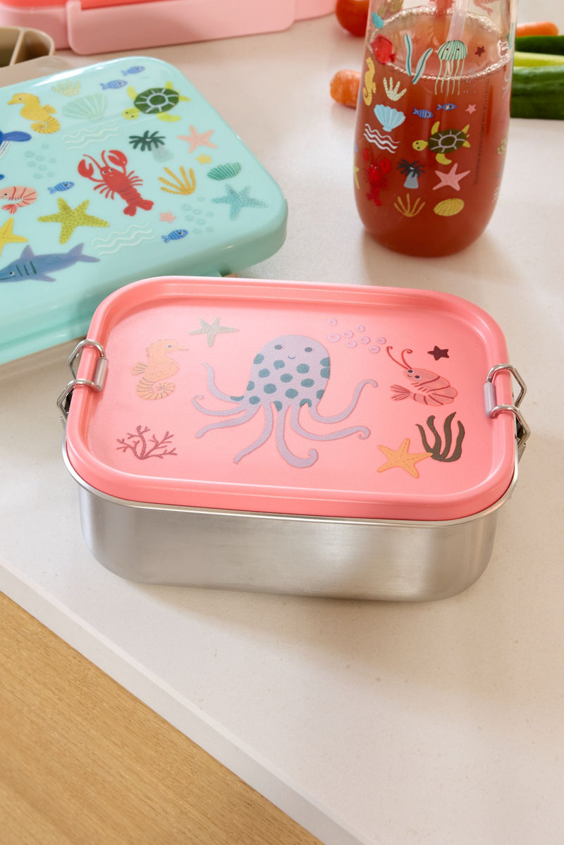 Small Stainless Steel Lunch box - Coral - Ocean Print