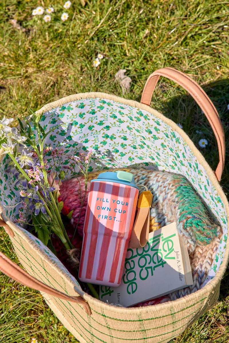 Rostfreier Stahl Thermosbecher - Pink - Organic Stripes Print