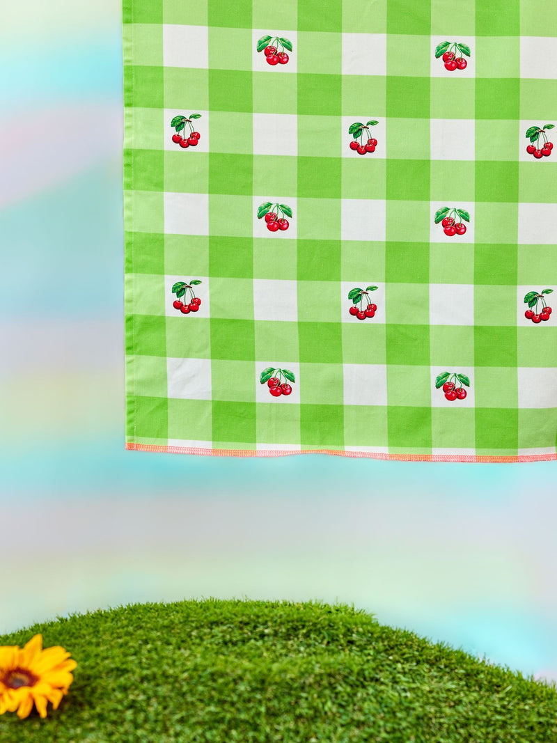 Baumwolle Geschirrtuch - Grün - Love Therapy Cherry Print