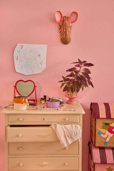 Zebra Papier-mâché Wall Decoration - Soft Pink