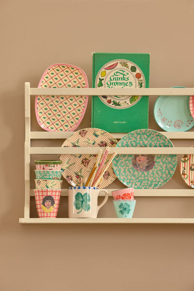 Small Rectangular Side Plate - Cream - Diamond Christmas Tree Print