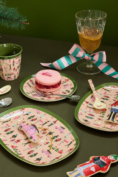 Pequeño Rectangular Plato lateral - Rosa polvoriento - Holiday Print