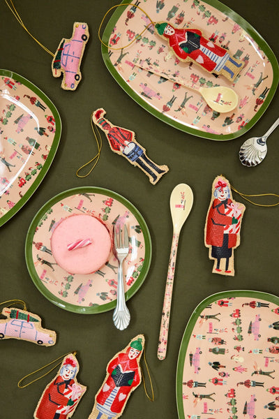 Pequeño Rectangular Plato lateral - Rosa polvoriento - Holiday Print