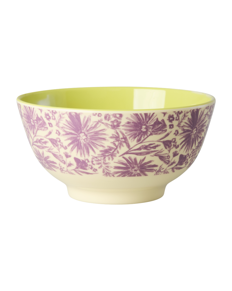 Medium Bowl - Purple - Flower Press Print