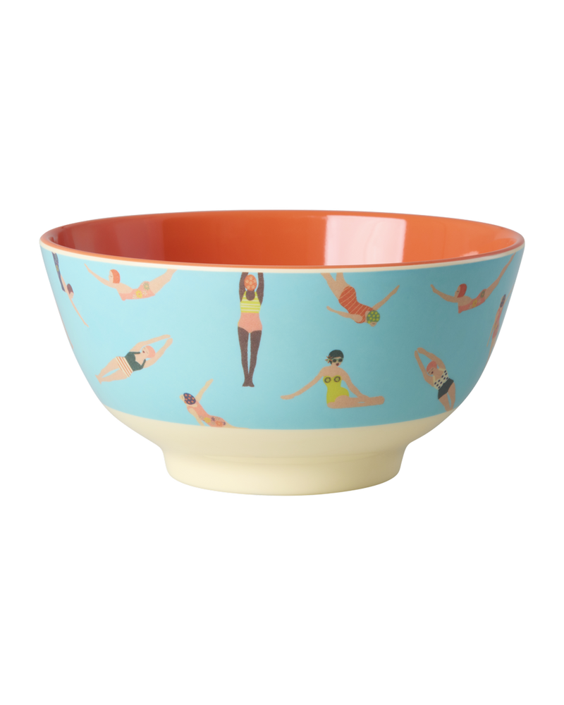 Medium Bowl - Blue - Retro Swimster Print