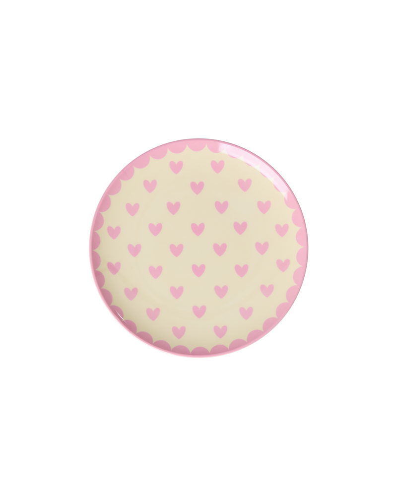 Small Round Cake Plate - Dark Pink - Favorite Hearts Print