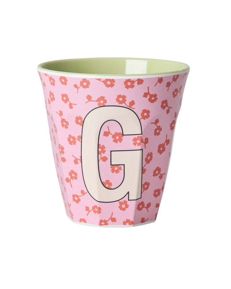 Medium Alphabet Cup - Pink - G - Flowers