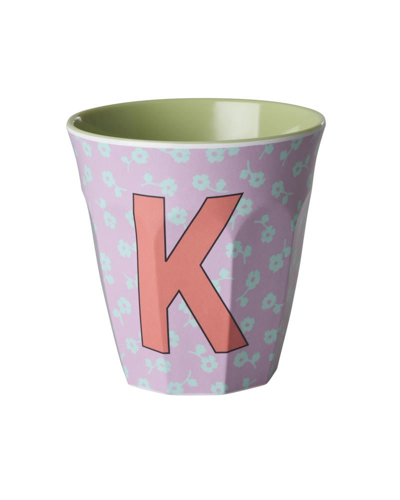 Medium Alphabet Cup - Soft Purple - K - Flowers