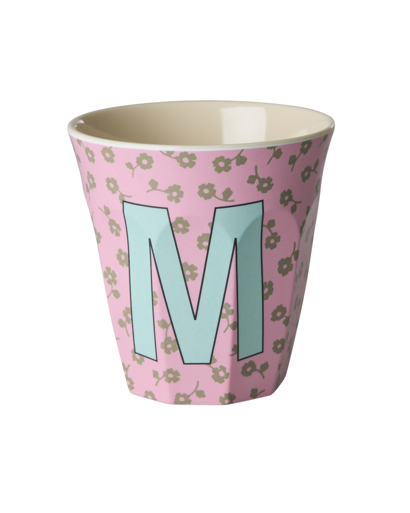 Medium Alphabet Cup - Pink - M - Flowers