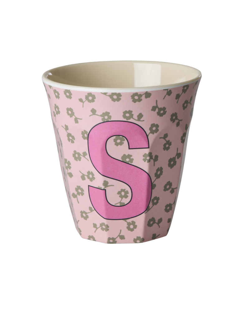Medium Alphabet Cup - Soft Pink - S - Flowers