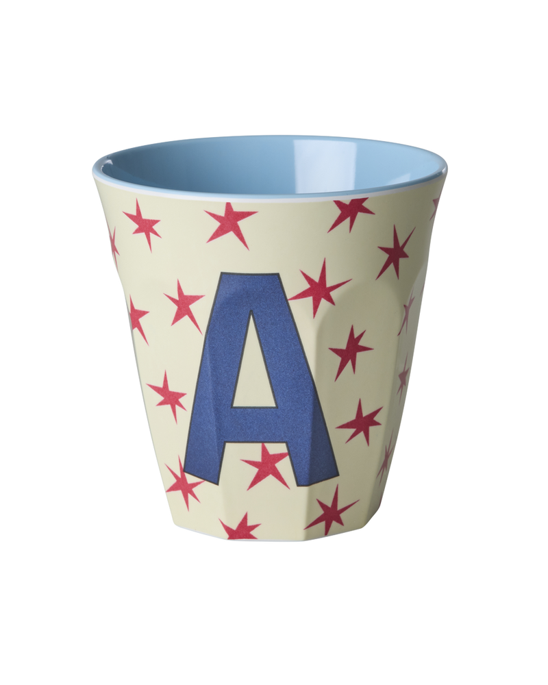 Medium Alphabet Cup - Cream - A - Stars