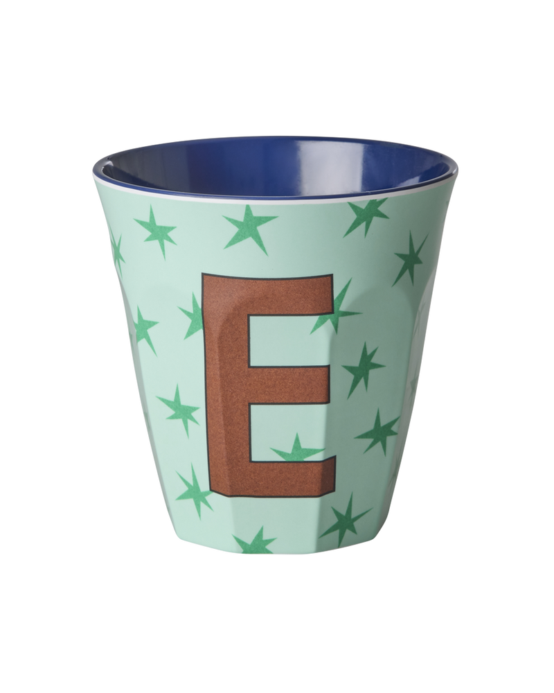 Medium Alphabet Cup - Green - E - Stars