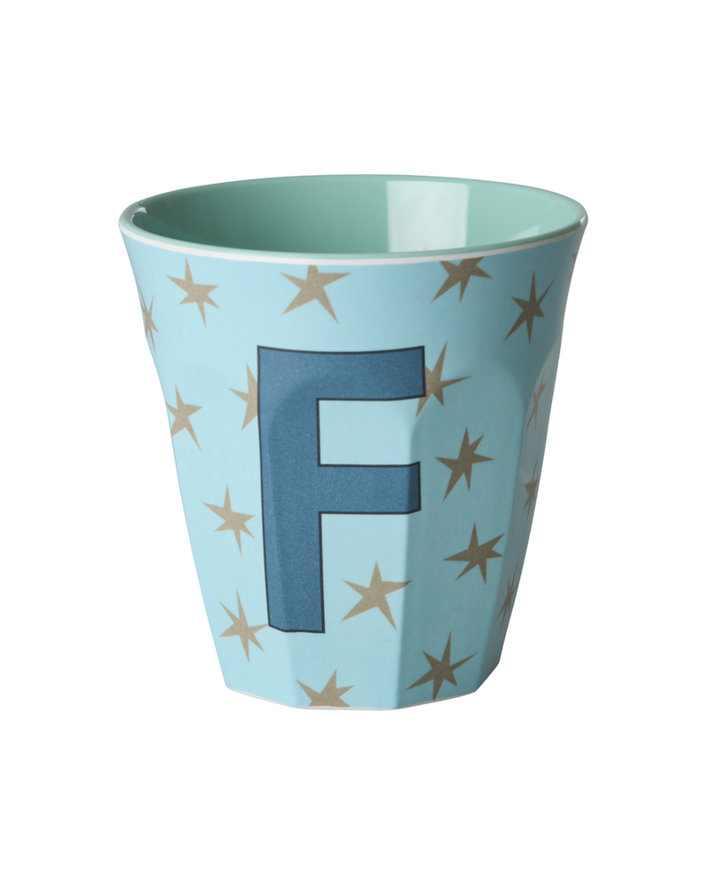 Medium Alphabet Cup - Blue - F - Stars