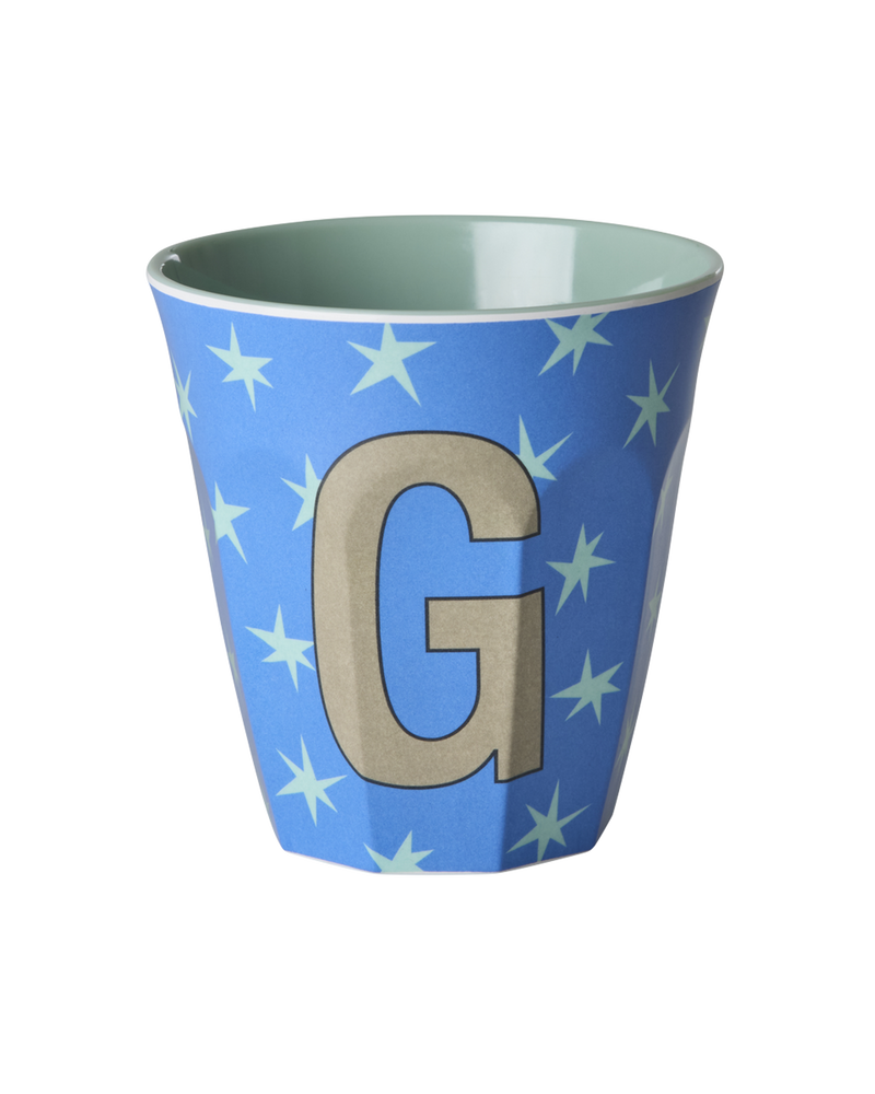 Medium Alphabet Cup - Blue - G - Stars