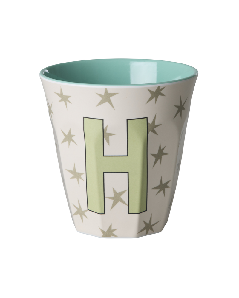 Medium Alphabet Cup - Cream - H - Stars
