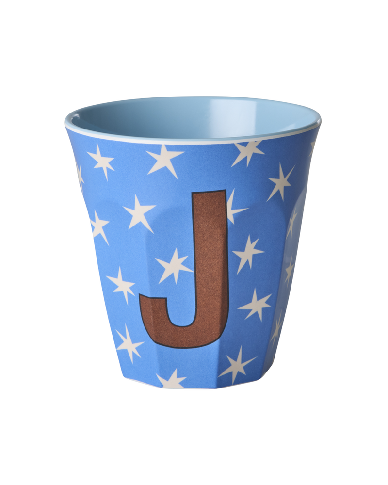 Medium Alphabet Cup - Blue - J - Stars