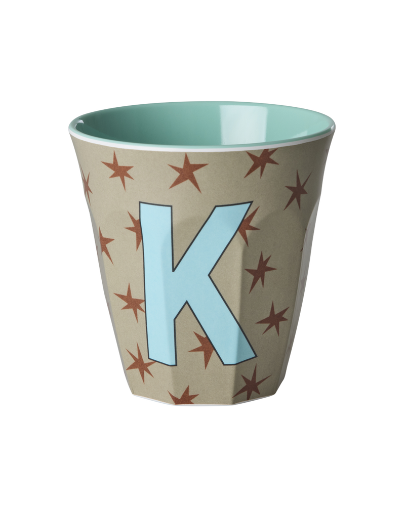 Medium Alphabet Cup - Soft Brown - K - Stars