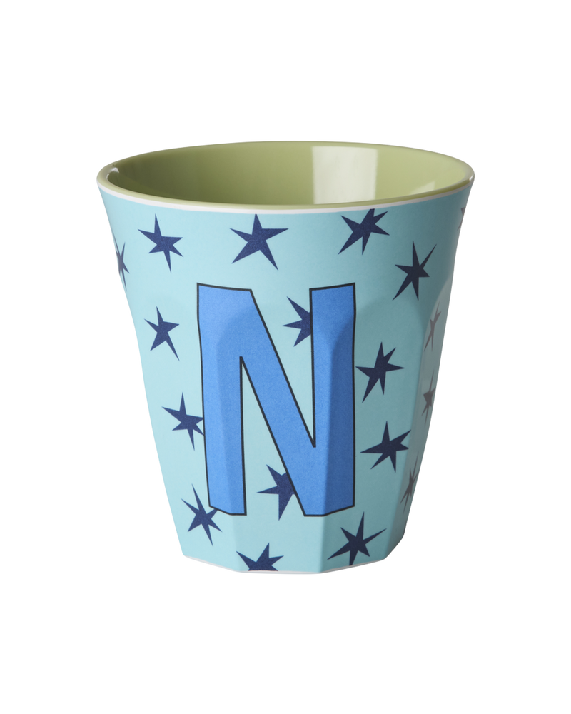 Medium Alphabet Cup - Soft Blue - N - Stars