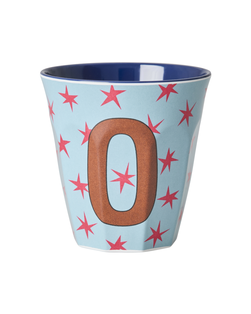 Medium Alphabet Cup - Dusty Blue - O - Stars