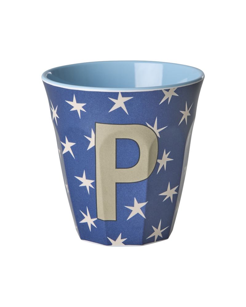 Medium Alphabet Cup - Dark Blue - P - Stars