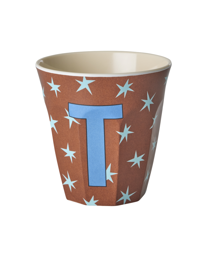 Medium Alphabet Cup - Brown - T - Stars