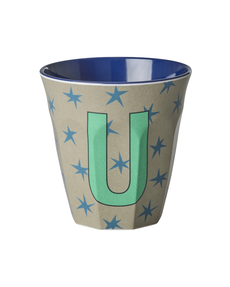 Medium Alphabet Cup - Dark Sand - U - Stars