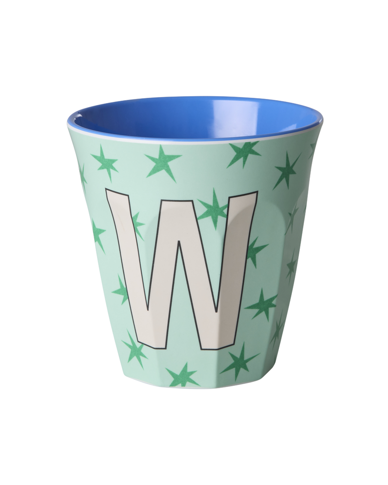 Medium Alphabet Cup - Soft Green - W - Stars