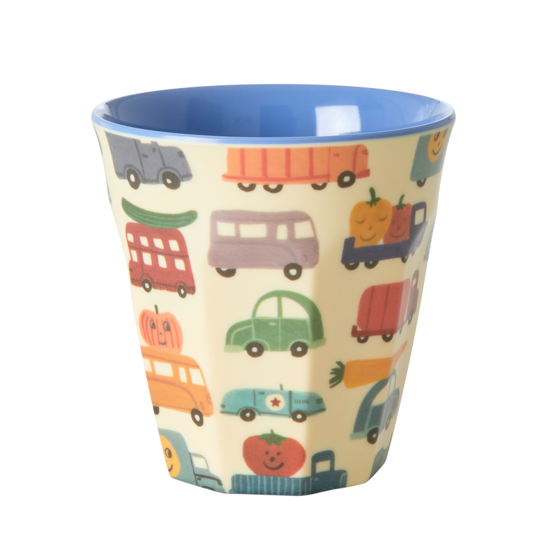 Mittelgroße Becher - Mehrfarbig - Happy Cars Print