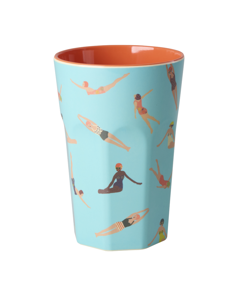 Tall Cup - Blue - Retro Swimster Print